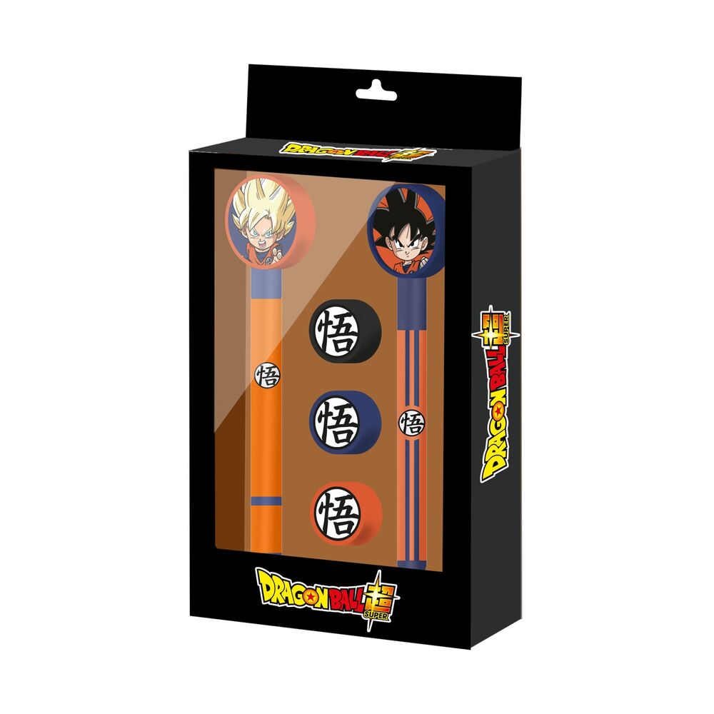 Blister Boligrafo + Lapiz + 3 gomas Dragon Ball Super KARACTERMANIA
