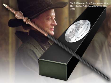 REPLICA THE NOBLE COLLECTION HARRY POTTER MINERVA MCGONAGALL VARITA CON CAJA Y PLACA DE IDENTIFICACION