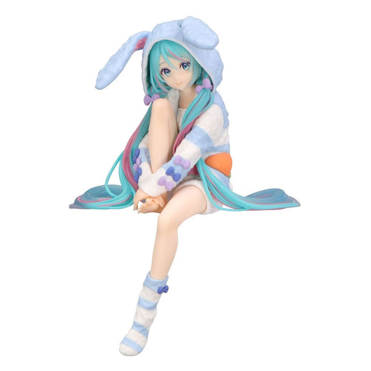 Hatsune Miku Estatua PVC Noodle Stopper Hatsune Miku Rabbit Ear Hood Pajama Blue Color Ver. 14 cm
