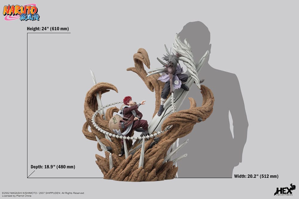 Naruto Shippuden Estatua 1/6 Elite Dynamic Gaara vs Kimimaro 61 cm