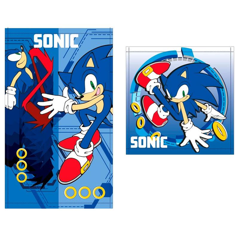 Set 2 toallas baño Sonic The Hedgehog algodon SEGA