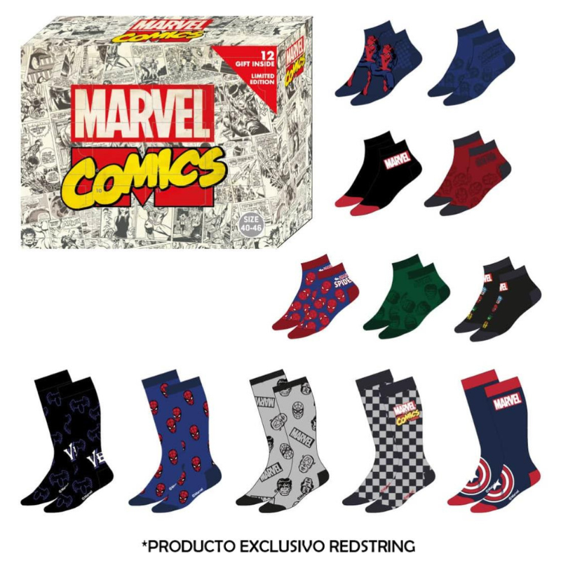 Caja regalo 12 pares calcetines Marvel talla 40/46