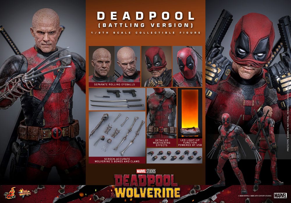Figura Deadpool & Wolverine Movie Masterpiece 1/6 Deadpool (Battling Version) 31 cm