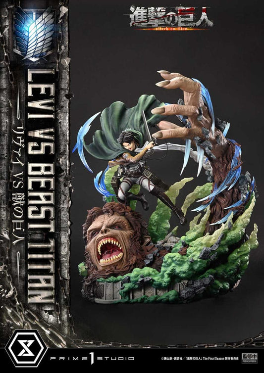 Attack on Titan Estatua Ultimate Premium Masterline Series 1/4 Levi Versus Beast Titan 73 cm  