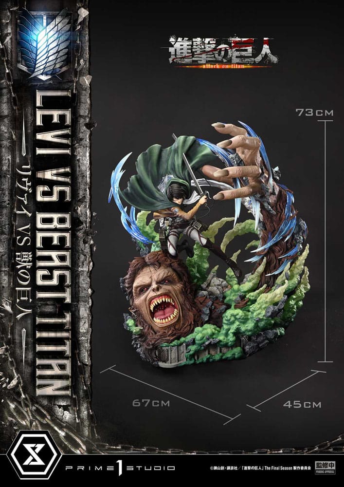 Attack on Titan Estatua Ultimate Premium Masterline Series 1/4 Levi Versus Beast Titan 73 cm   Prime 1 Studio