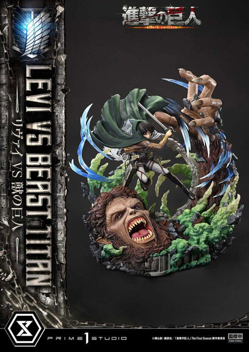 Attack on Titan Estatua Ultimate Premium Masterline Series 1/4 Levi Versus Beast Titan 73 cm   Prime 1 Studio