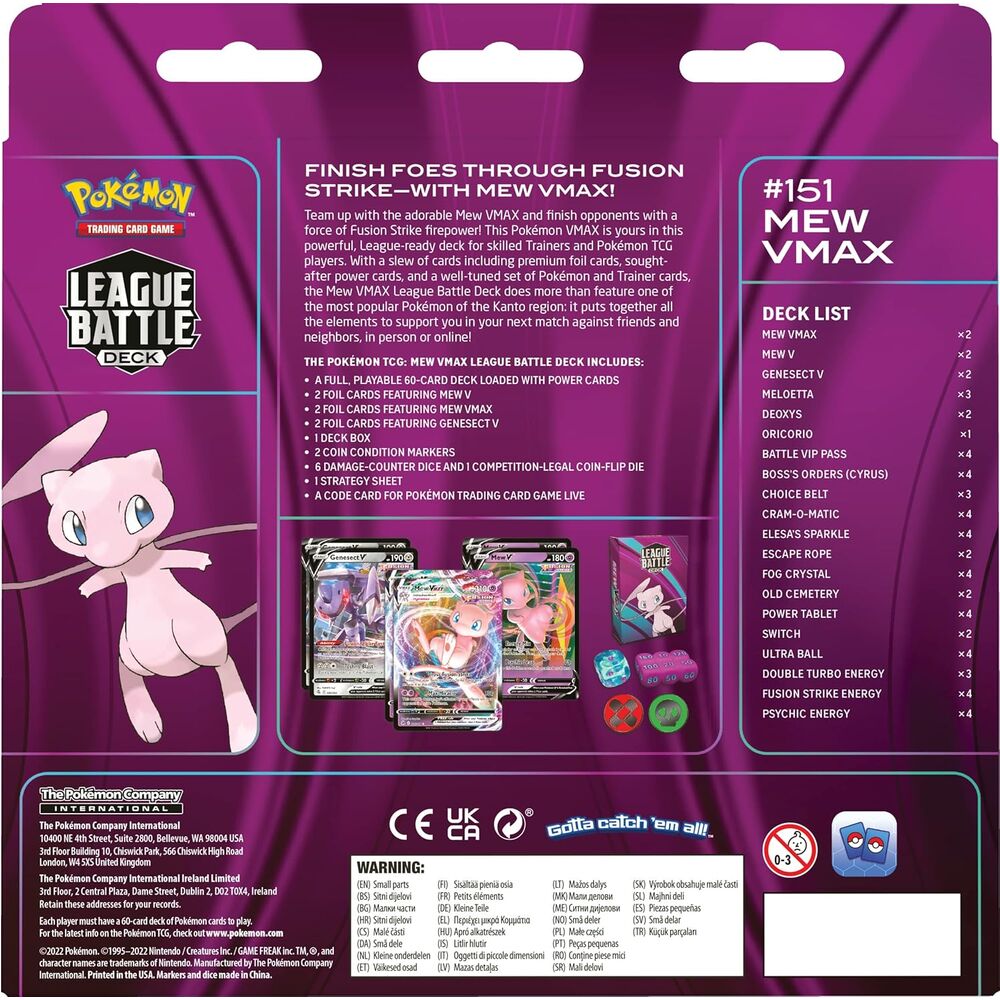 Baraja juego cartas coleccionables Mew VMax Pokemon ingles   POKEMON JUEGO DE CARTAS