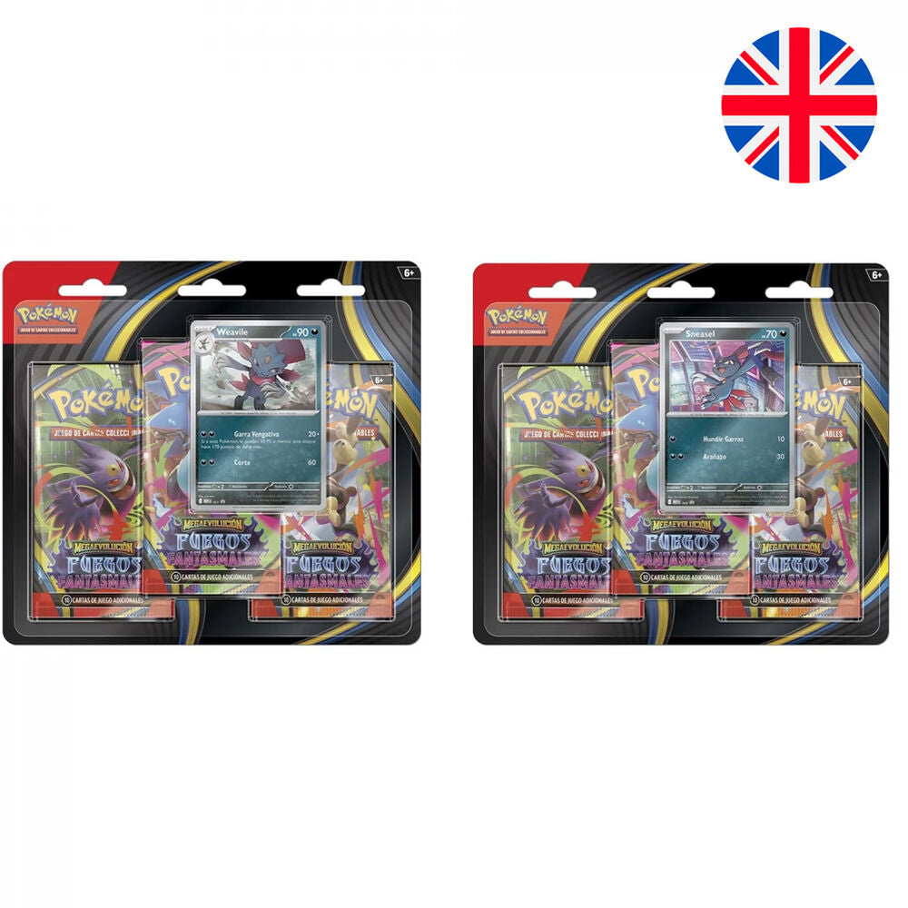Blister 3 Sobres Refuerzo cartas Fuegos Fantasmales Pokemon ingles surtido   Pokémon TCG