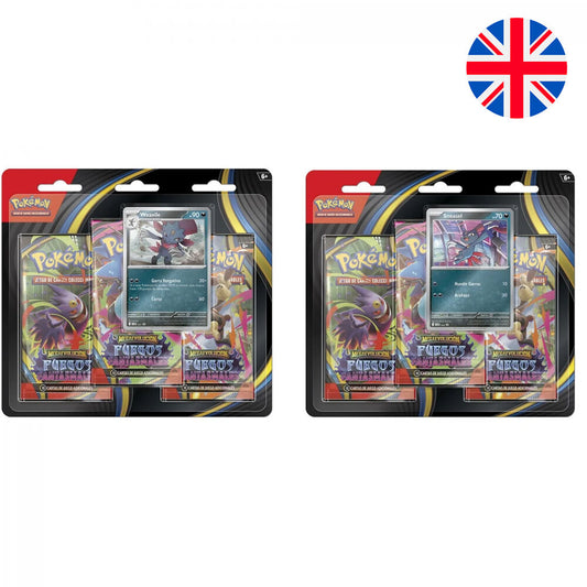 Blister 3 Sobres Refuerzo cartas Fuegos Fantasmales Pokemon ingles surtido   Pokémon TCG