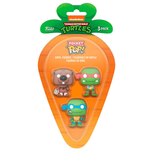 Blister 3 figuras Carrot Pocket POP Tortugas Ninja Splinter Leonardo Raphael Pascua   FUNKO