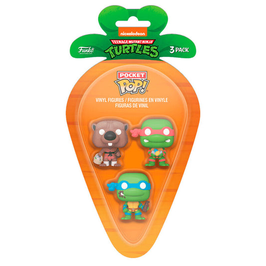 Blister 3 figuras Carrot Pocket POP Tortugas Ninja Splinter Leonardo Raphael Pascua  
