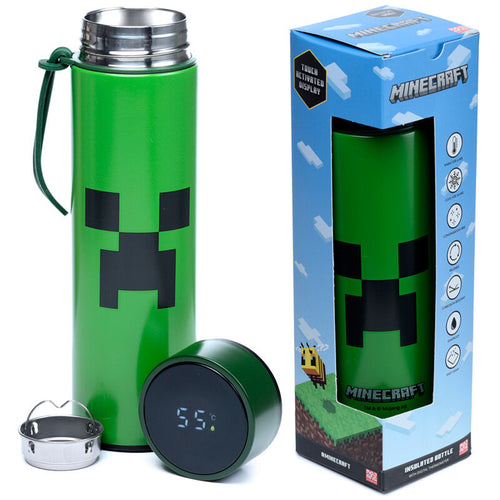 Botella acero inoxidable termo Minecraft termometro 450ml   PUCKATOR