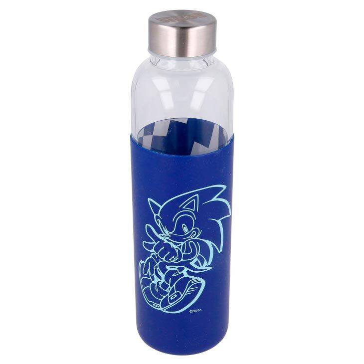 Botella cristal Sonic The Hedgehog funda silicona 585ml   STOR