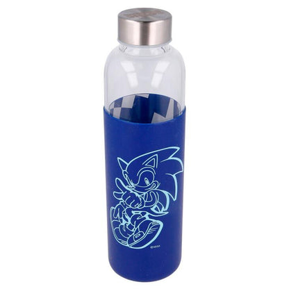 Botella cristal Sonic The Hedgehog funda silicona 585ml   STOR