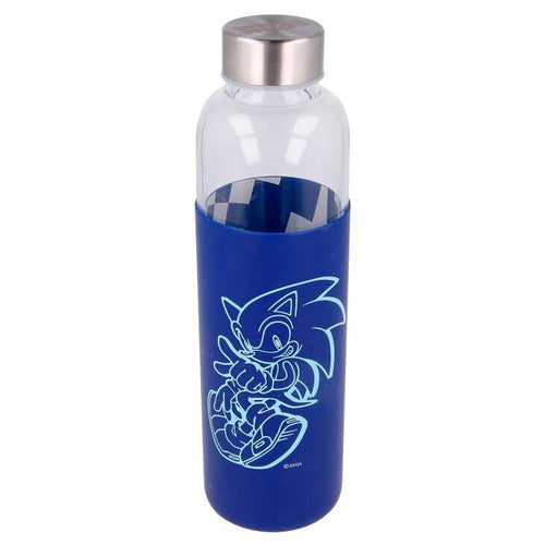 Botella cristal Sonic The Hedgehog funda silicona 585ml   STOR
