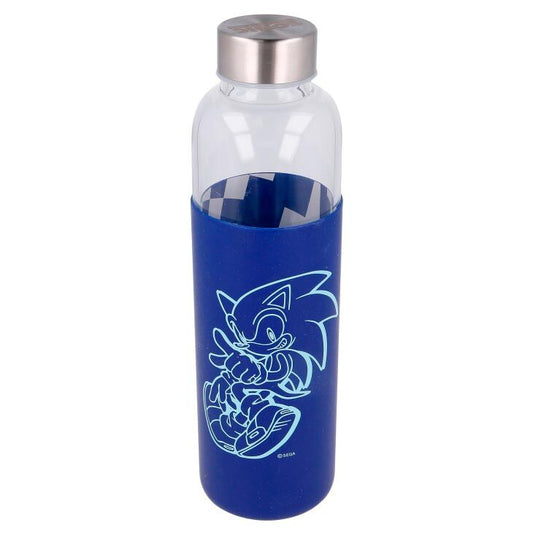 Botella cristal Sonic The Hedgehog funda silicona 585ml  