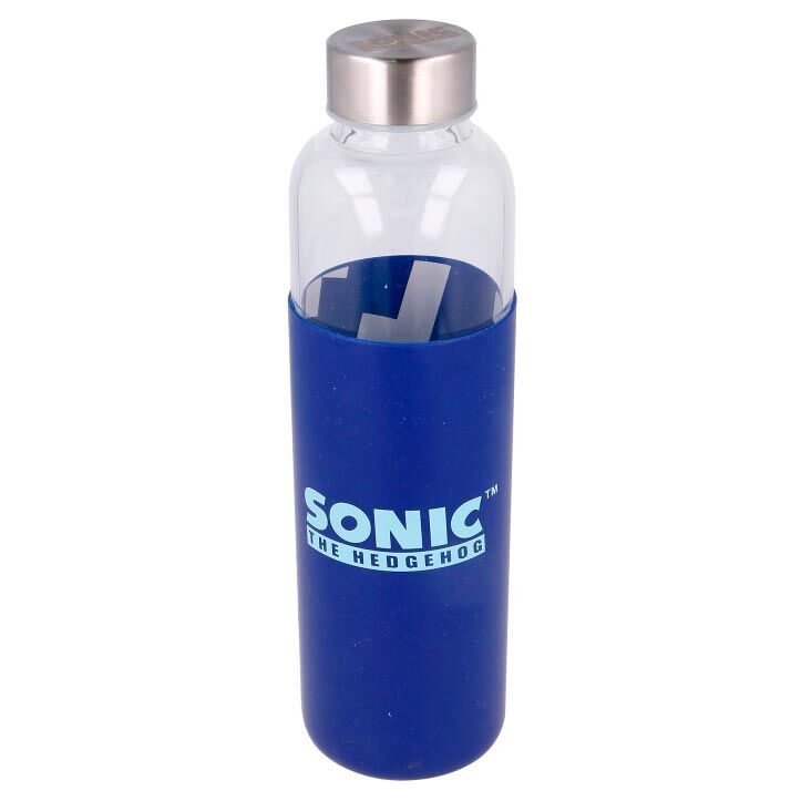 Botella cristal Sonic The Hedgehog funda silicona 585ml   STOR