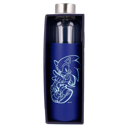 Botella cristal Sonic The Hedgehog funda silicona 585ml   STOR
