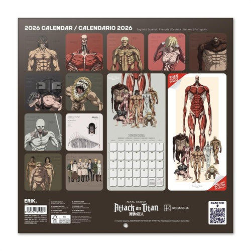 CALENDARIO 2026 30X30 ATTACK ON TITAN   GRUPO ERIK