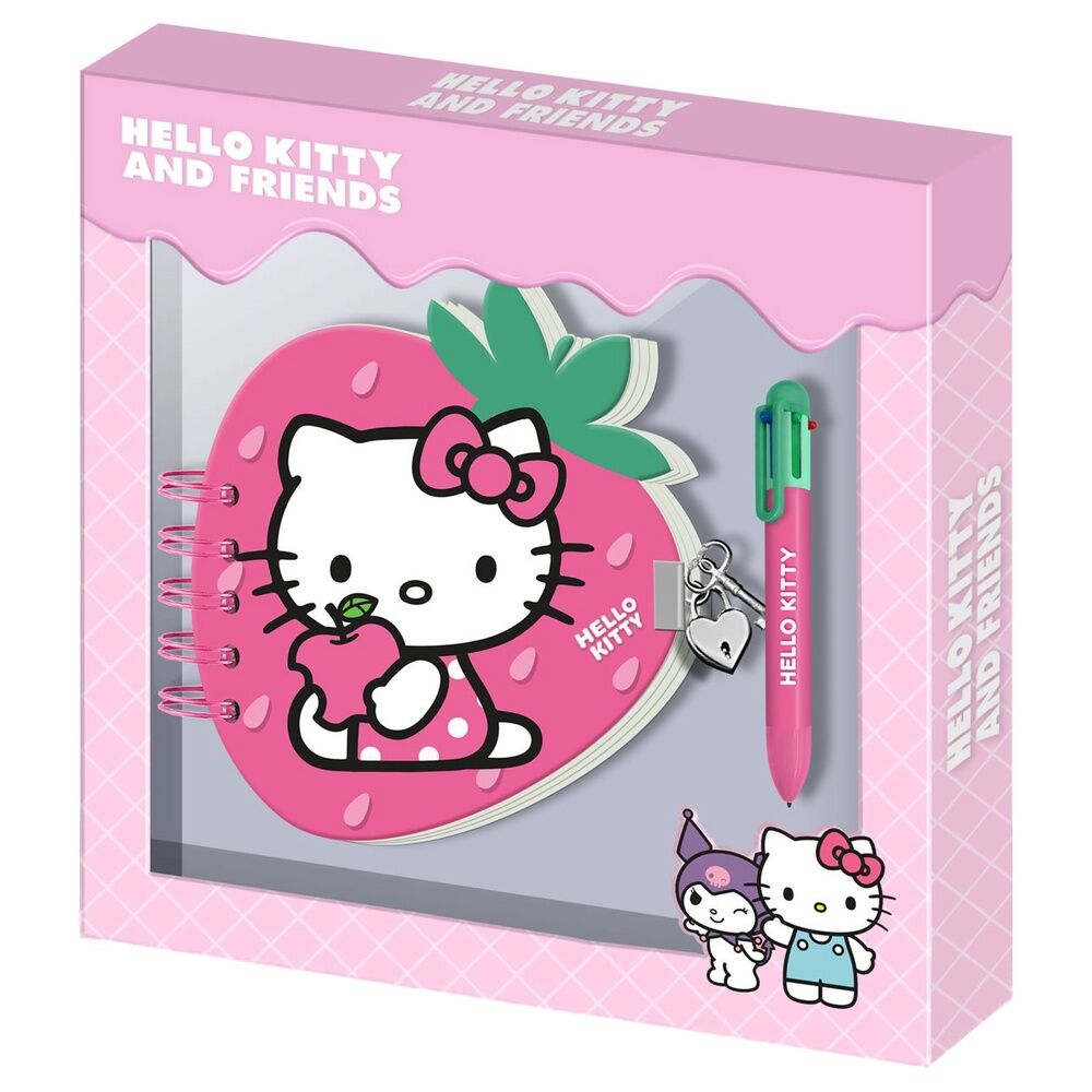 Diario + Boligrafo Fresa Hello Kitty and Friends   KARACTERMANIA
