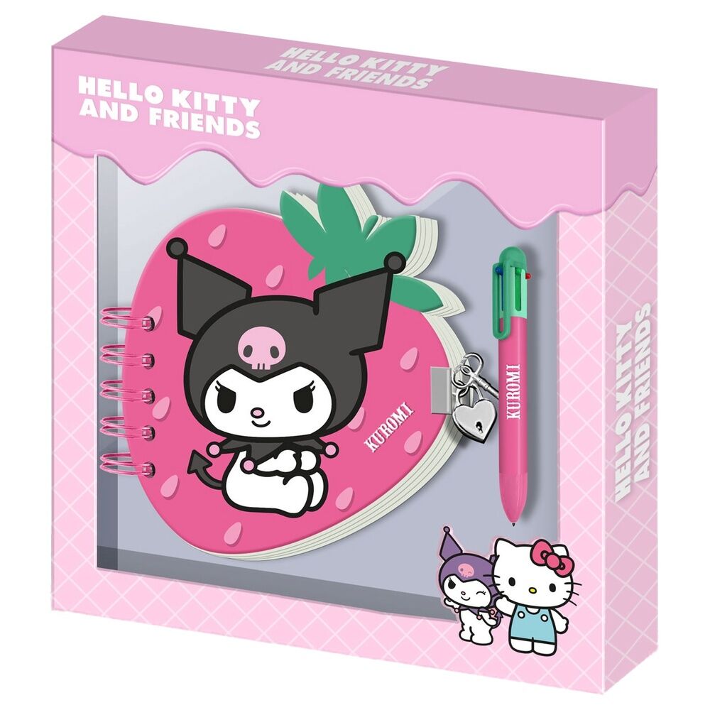 Diario + Boligrafo Fresa Kuromi Hello Kitty   KARACTERMANIA