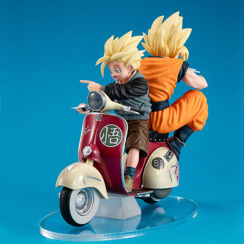 Figura Dragon Ball Super Saiyan Goku & Super Saiyan Gohan & Motorbike   Megahouse