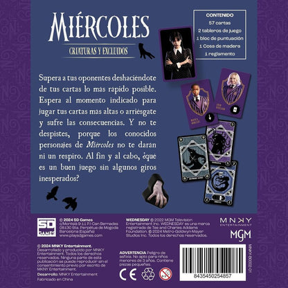 Juego de cartas Criaturas y Excluidos Miercoles Wednesday español  