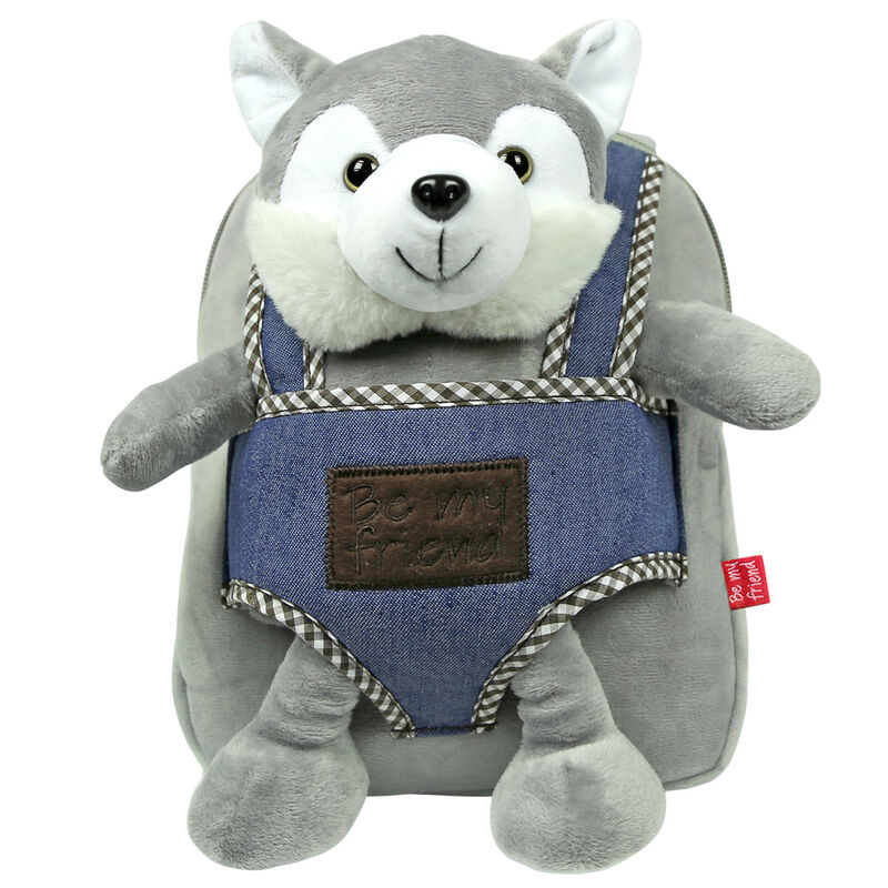 Mochila reversible + peluche Husky Harry 26cm   PERLETTI