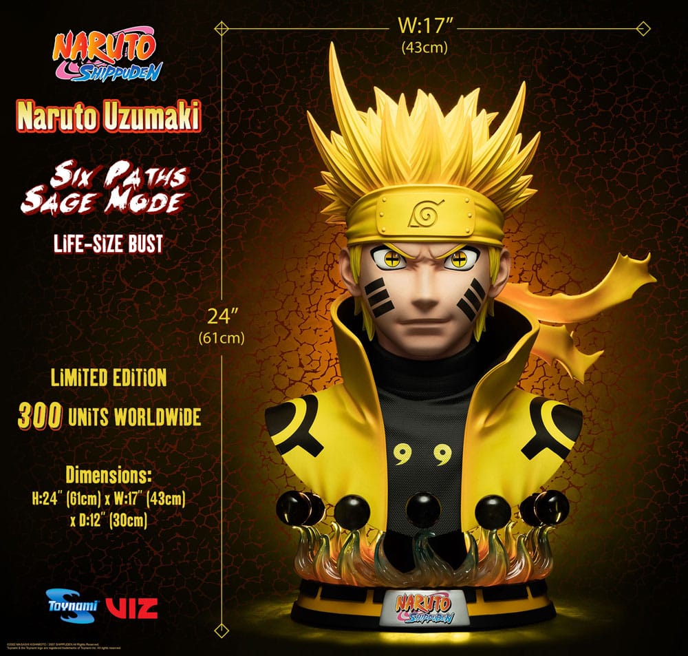 Naruto Shippuden Estatua Busto 1/1 Naruto Los Seis Caminos Modo Sabio 61 cm  