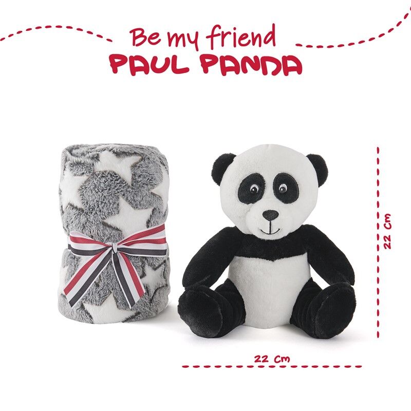 Peluche + Manta suave Oso Panda 22cm   PERLETTI