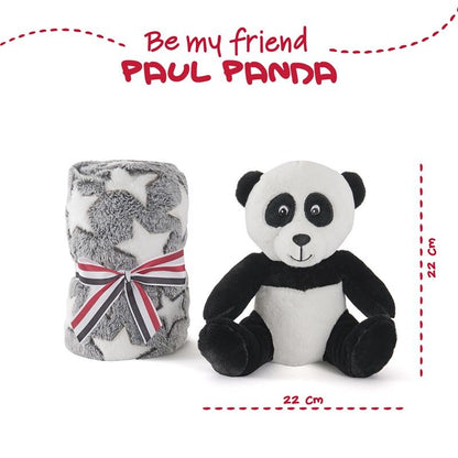 Peluche + Manta suave Oso Panda 22cm   PERLETTI