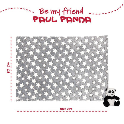 Peluche + Manta suave Oso Panda 22cm   PERLETTI