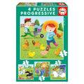 Puzzle Progresivo Animales de la Granja 6-9-12-16pzs   EDUCA BORRAS