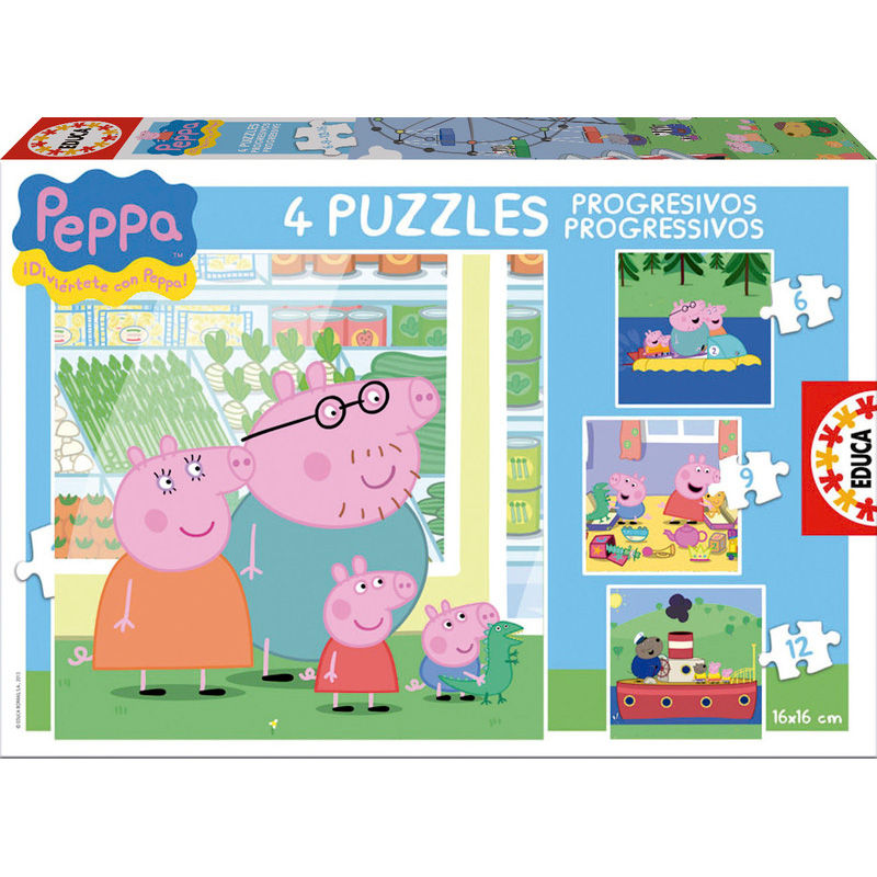 Puzzle Progresivo Peppa Pig 6-9-12-16pzs   EDUCA BORRAS