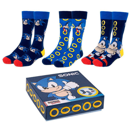 Set 3 calcetines Sonic the Hedgehog adulto   CERDÁ
