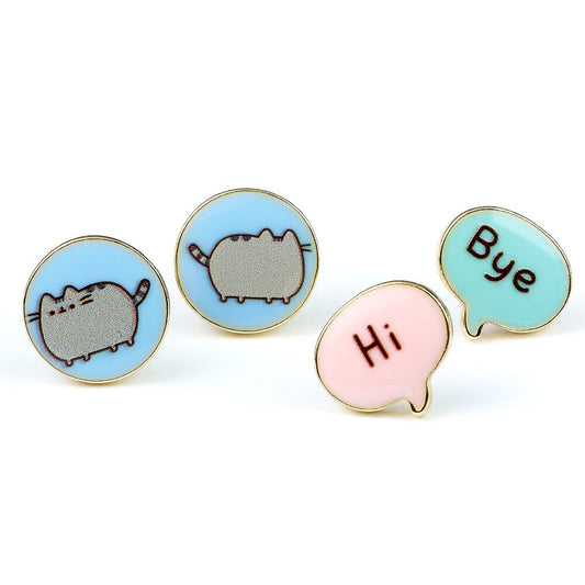 Set 3 pares pendientes Hi Bye Pusheen  