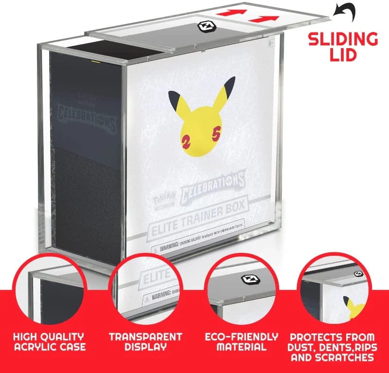 Evoretro Display Acrílico para Booster Boxes / Elite Trainer Boxes Ver. 2 with Sliding Lid   Pokémon TCG
