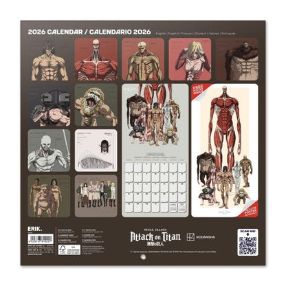 CALENDARIO 2026 30X30 ATTACK ON TITAN  