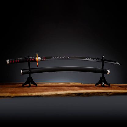 Replica Nichirin Sword Tanjiro Kamado Kyojuro Rengokus Sword Guard Demon Slayer Kimetsu no Yaiba 88cm
