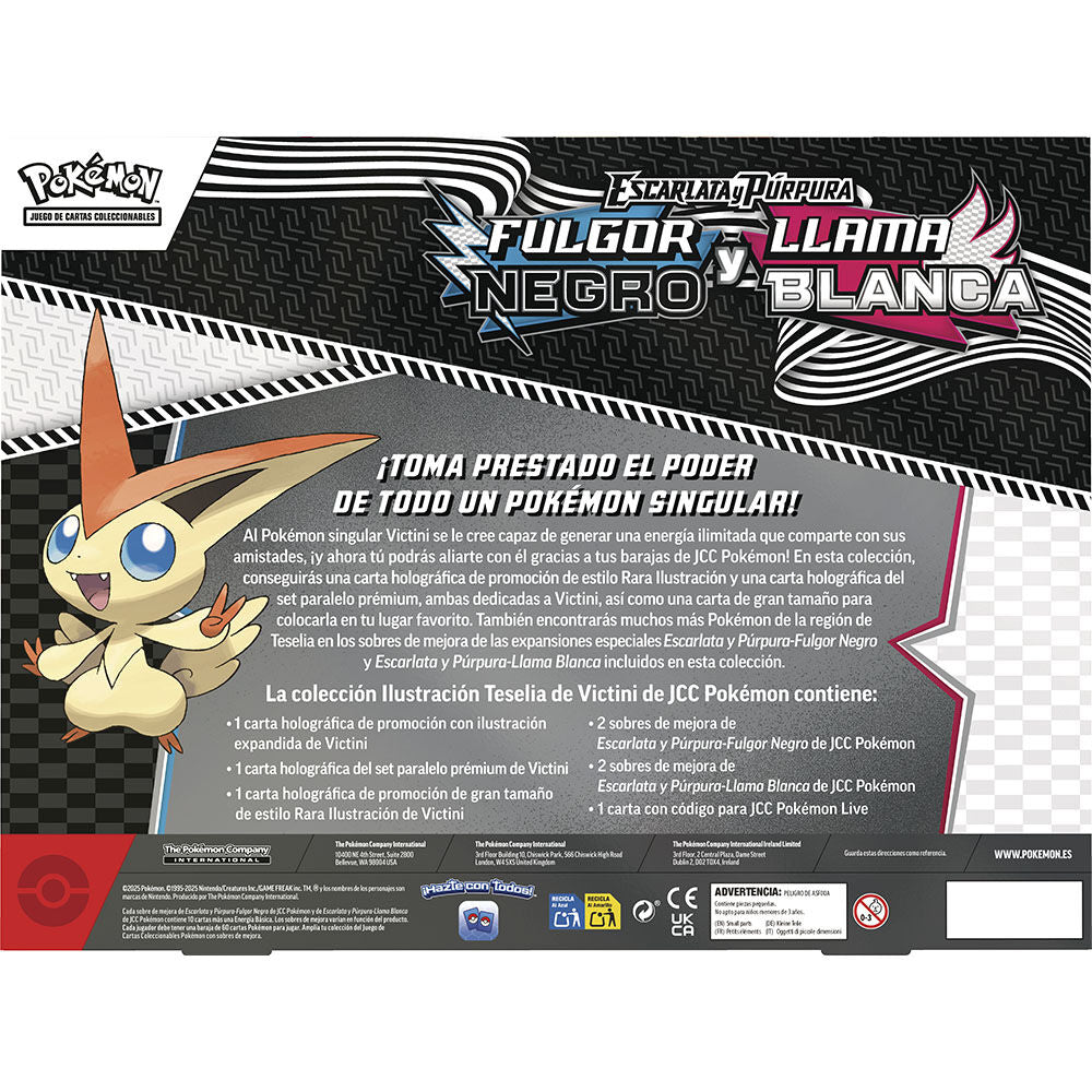Blister juego cartas coleccionables Victini Fulgor Negro y Llama Blanca Pokemon español  