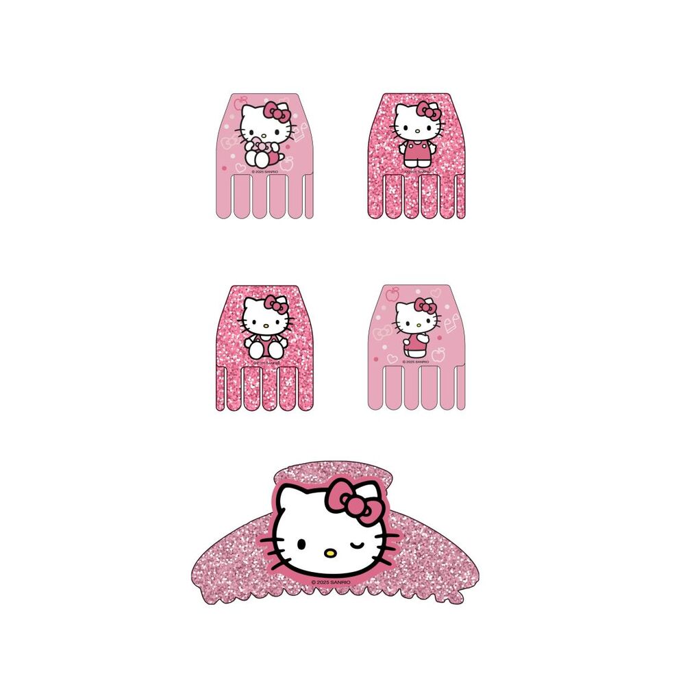 Blister 5 pinzas pelo Hello Kitty